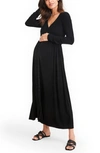 Hatch Women's The Visitor Hospital Maternity Nursing Friendly Midi Dress In Black