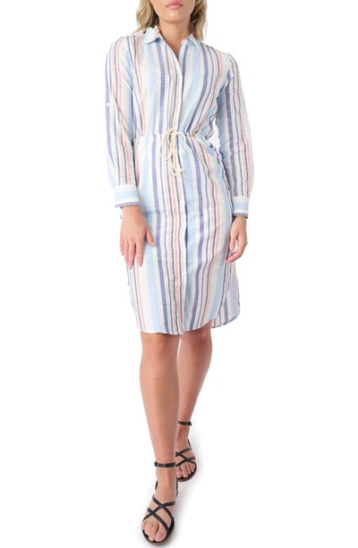 Gibsonlook Stripe Long Sleeve Midi Shirtdress In Multi Stripe
