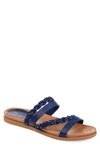 Journee Collection Women's Colette Braided Strappy Open Toe Flat Sandals In Blue