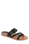 Journee Collection Women's Colette Braided Strappy Open Toe Flat Sandals In Black
