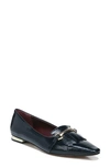 Franco Sarto Rina Womens Leather Slip On Ballet Flats In Navy Faux Patent