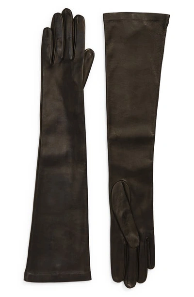 Dries Van Noten Black Long Leather Gloves In 900 Black