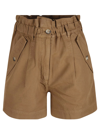 Kenzo Paperbag Cotton Shorts In Tobacco