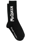 ALEXANDER MCQUEEN BLACK SOCKS WITH GRAFFITI LOGO PRINT