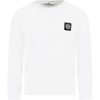 Stone Island White T-shirt Fo Boy With Iconic Compass In Bianco