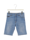 Dolce & Gabbana Logo-patch Denim Shorts In Light Blue