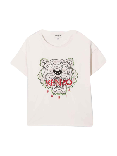 Kenzo Kids' White T-shirt With Print In Ecru