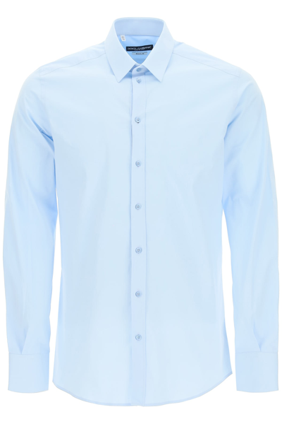 Dolce & Gabbana Gold Fit Shirt In Cotton In Light Blue