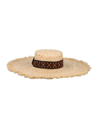 Borsalino Mia Printed-band Straw Hat In Neutral