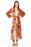 Miss Bikini Vestaglia Stampa Patchwork In Beige Composes