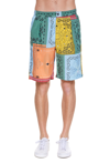 Marcelo Burlon County Of Milan Men's Color Block Bandana-print Nylon Shorts