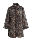 Ganni Organic Cotton Shirt All-over Leopard Print In Marrone