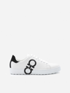 Ferragamo White Gancini Number Sneakers In White
