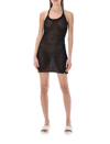 Alyx Crocheted Cotton-blend Halterneck Mini Dress In Black