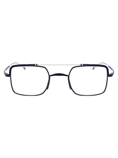 Thom Browne Tb-909 Glasses In Matte Navy - Silver
