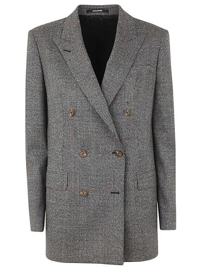 Tagliatore Prince Of Galles Double Breasted Blazer In Black