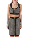 Balmain Monogram Wool-blend Crop Top In Ivory Black