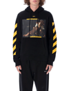 Off-white Black And Yellow Diag Hoodie With Caravaggio Painting In Black