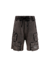 Mauna Kea Drawstring Denim Cargo Shorts In Stone Washed Black