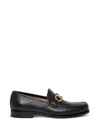 FERRAGAMO SALVATORE FERRAGAMO MANS ROLO BLACK LEATHER LOAFERS WITH GANCINI BUCKLE