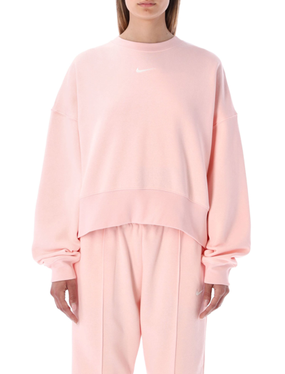 Nike Women's  Sportswear Collection Essentials Oversized Fleece Crew Sweatshirt In Pink