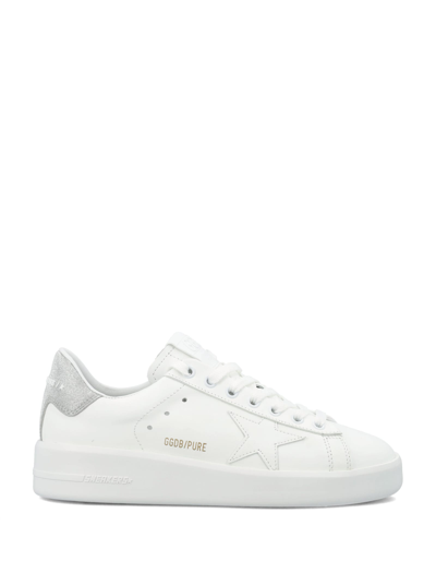 Golden Goose Purestar Sneakers With Micro-glitter Heel Tab In White/silver