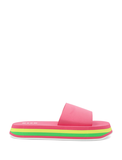 Msgm Rainbow-sole Open-toe Sandals In Fuchsia