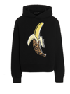 Palm Angels Banana Print Cotton Sweatshirt Hoodie In Black