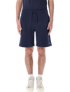 Apc Coed Printed Cotton-jersey Drawstring Shorts In Dark Navy