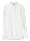 Attico Diana Oversize Split Hem Cotton Button-up Shirt In White