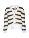 Marni Men's Striped Mohair Cardigan Sweater In Lily White