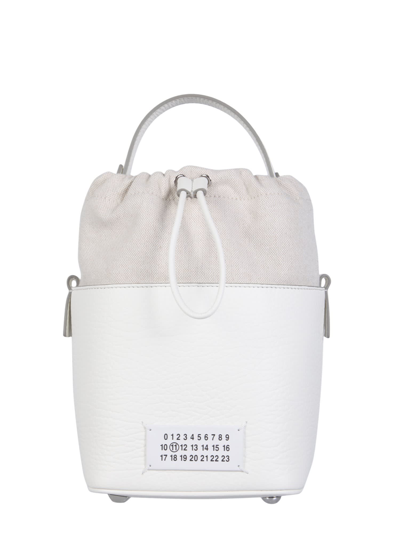 Maison Margiela 5ac Leather Mini Bucket Bag In White