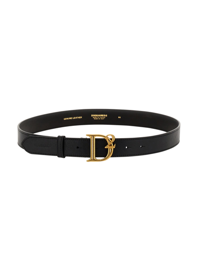 Dsquared2 Belt With Logo In Nero