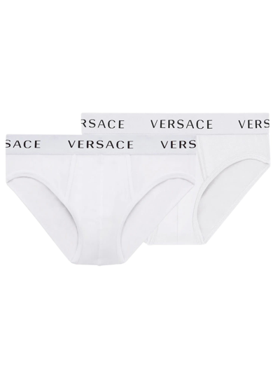 Versace Pack Of Two Logo Briefs In Multicolor
