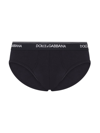 Dolce & Gabbana Elasticated Waistband Ribbed Briefs In Nero