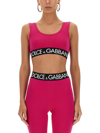 Dolce & Gabbana Capri Cropped Logo-hem Top In Fucsia
