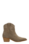 JULIE DEE TEXAN ANKLE BOOTS IN BEIGE SUEDE