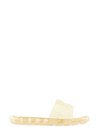 Tory Burch Embossed-logo Open-toe Sandals In Bianco