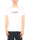 Aspesi White Cotton T-shirt With Silenzio Print In Bianco