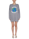 Dsquared2 Globetrotter Print Jumper Dress In Grigio