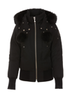 Moose Knuckles Debbie Shearling Trimmed Hooded Bomber Jacket In Black