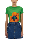 Kenzo Poppy-print Cotton T-shirt In Verde