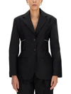 Alexander Wang Logo-print Elasticated-waist Blazer In Nero