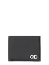 Ferragamo Textured Leather Wallet With Logo In Nero