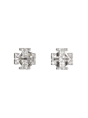 Tory Burch Crystal Logo Earrings In Argento