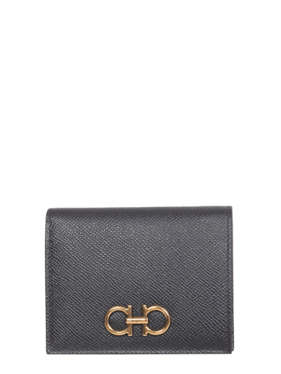 Ferragamo Black Gancini Leather Wallet