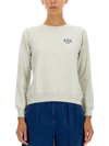 Apc A.p.c. Logo Embroidered Crewneck Sweatshirt In Cipria