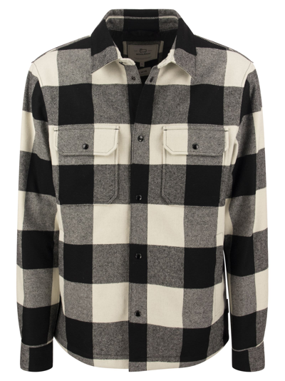 Woolrich Alaskan Check White Black Overshirt In Cream/black