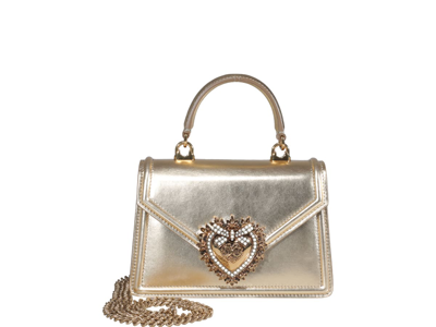 Dolce & Gabbana Small Devotion Crossbody Bag In Gold