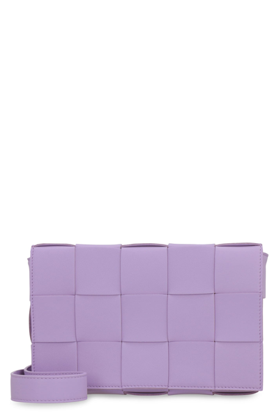 Bottega Veneta Cassette Leather Crossbody Bag In Lilac